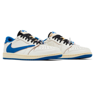 Air Jordan 1 Retro Low OG SP Fragment x Travis Scott “Sail Military Blue” - Imagen 3