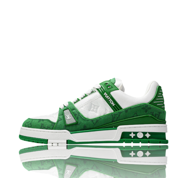 LV Trainer Low Monogram Denim White Green