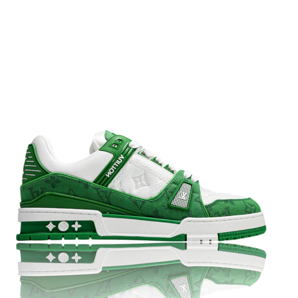LV Trainer Low Monogram Denim White Green