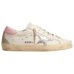 Golden Goose Super-Star Silver Leather Star Pink Heel Tab