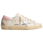 Golden Goose Super-Star Silver Leather Star Pink Heel Tab