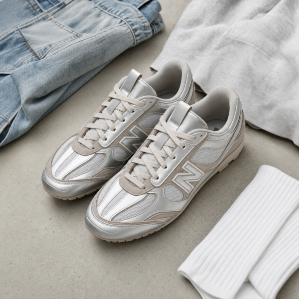 New Balance 204L Silver Metallic Flat Taupe outfit