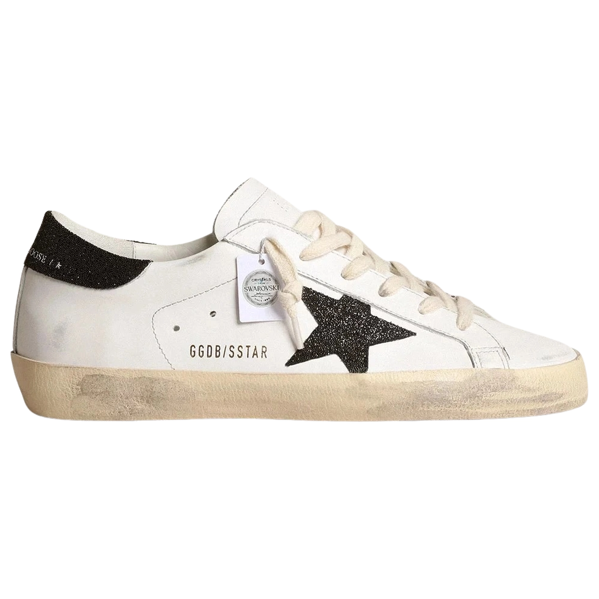Golden Goose Super-Star Black Swarovski Crystal Star Heel Tab image 1 Golden Goose Super-Star Black Swarovski Crystal Star Heel Tab