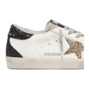 Golden Goose Super-Star Gold Glitter Star Black Heel