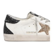 Golden Goose Super-Star Gold Glitter Star Black Heel