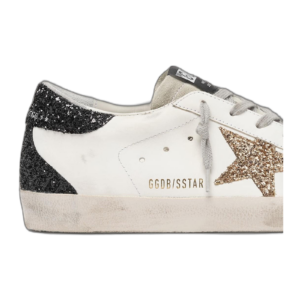 Golden Goose Super-Star Gold Glitter Star Black Heel