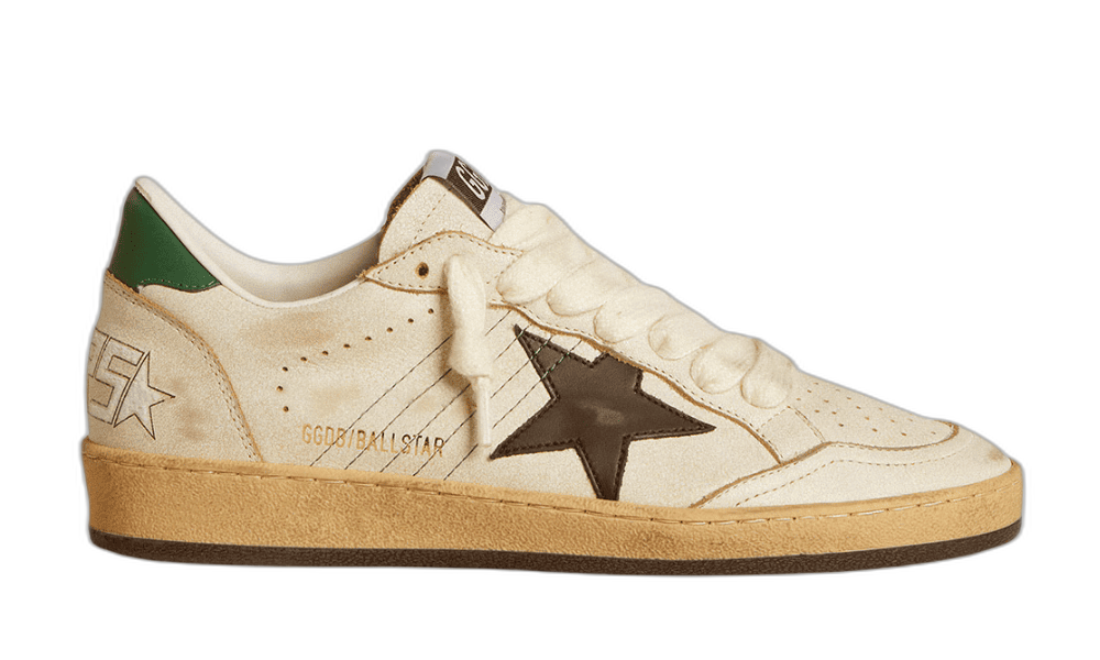 Golden Goose Ball Star Blanco Verde con Estrella Negra Golden Goose Ball Star Blanco Verde con Estrella Negra