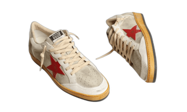 Golden Goose Ball Star Gris con Estrella Roja