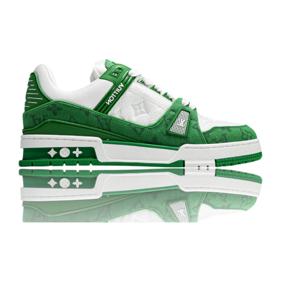 LV Trainer Low Monogram Denim White Green